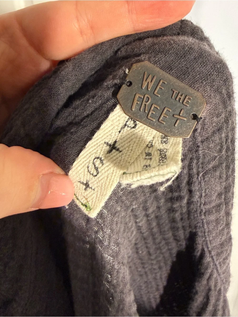 Free People Button-Down Gauze Shirt in Charcoal Gray
